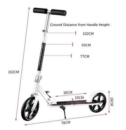 Folding Kick Scooter for Adults and Teens with Height Adjustable Handlebar