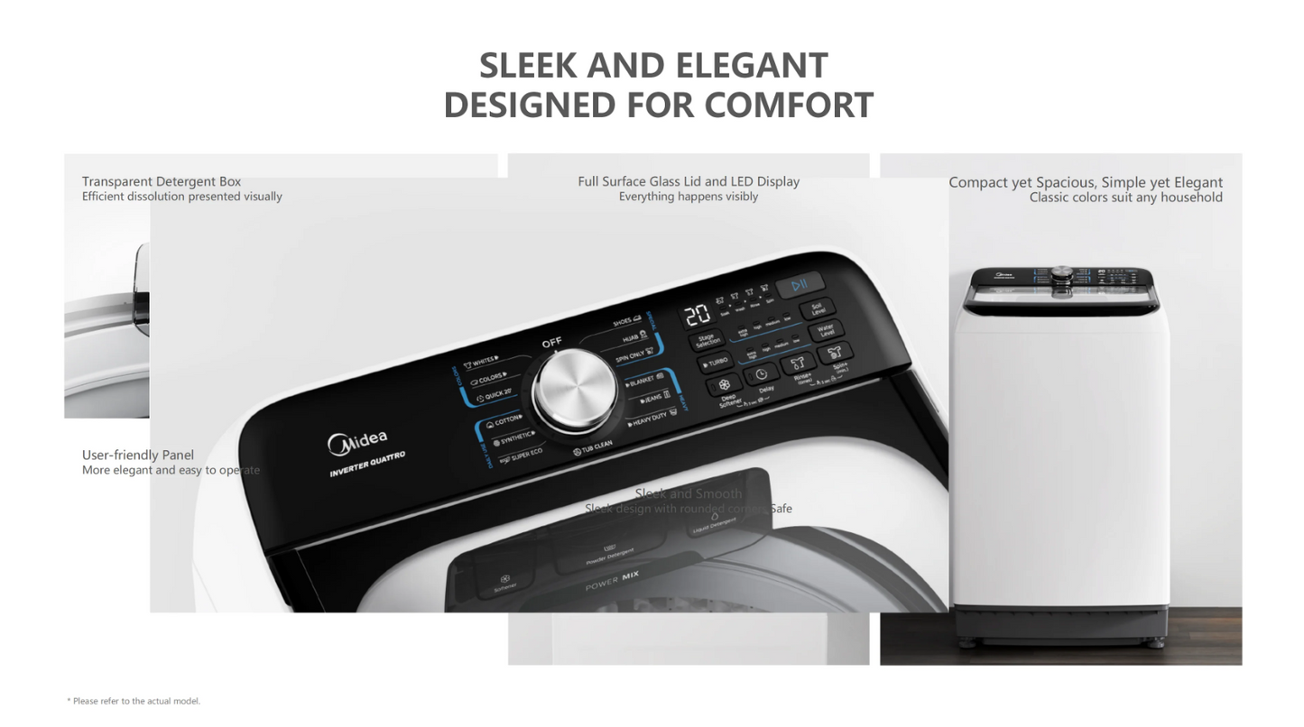 Midea 10kg Top Loader Rear Control Washing Machine