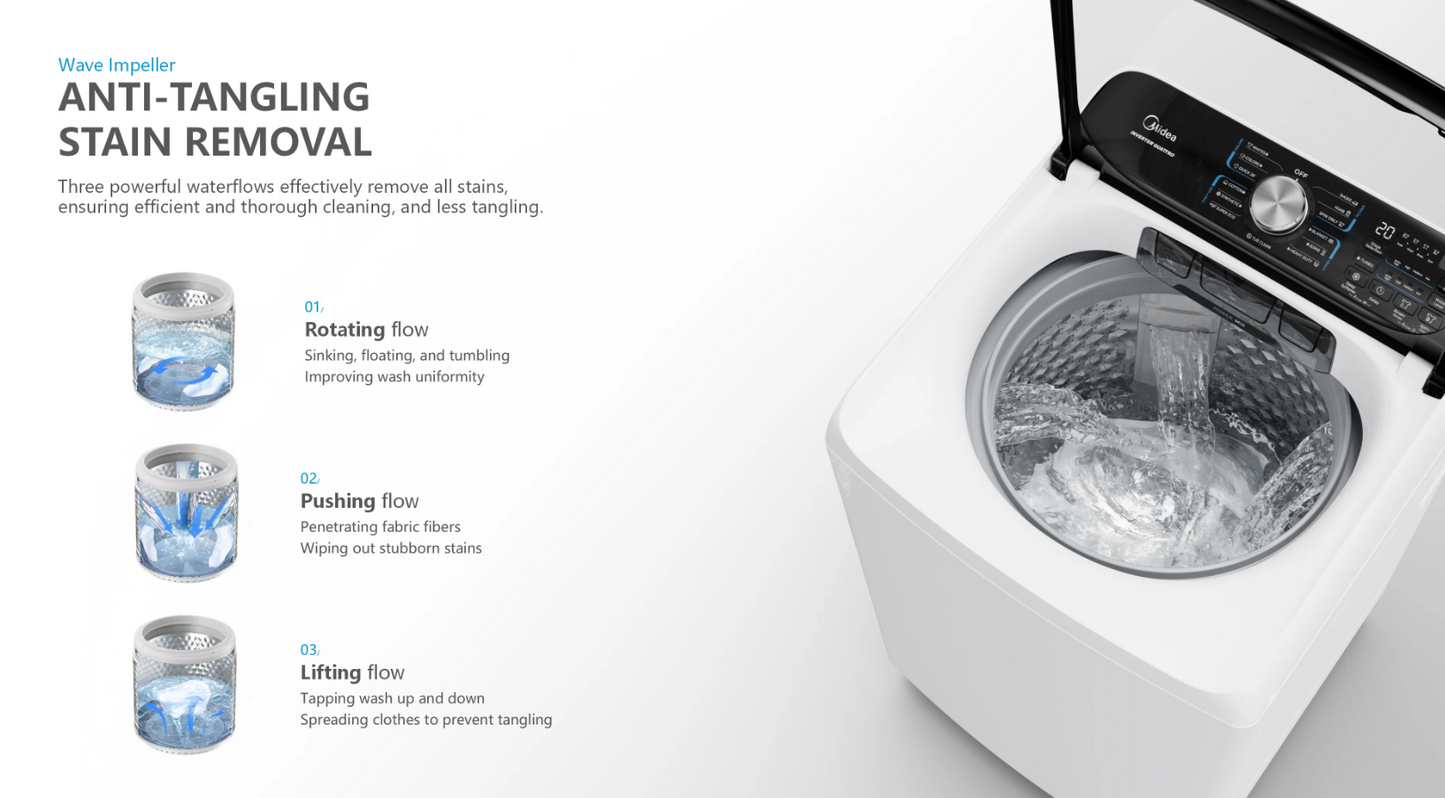 Midea 10kg Top Loader Rear Control Washing Machine