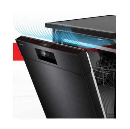 Toshiba 15-Place Setting Freestanding Dishwasher, UV Light, Auto Open & Hygiene Cycle