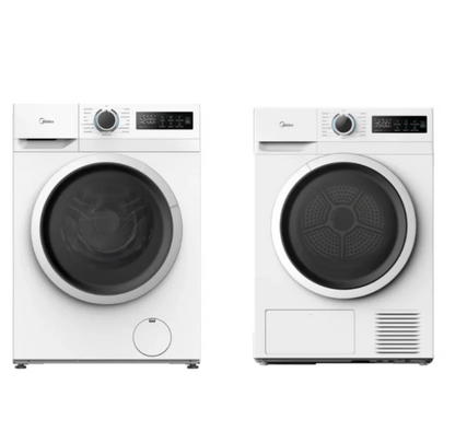 Midea White Laundry Combo - 8kg Front Load Washing Machine + 8kg Heat Pump Dryer