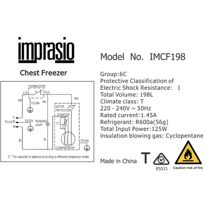 Imprasio 198L Chest Freezer – White | IMCF198