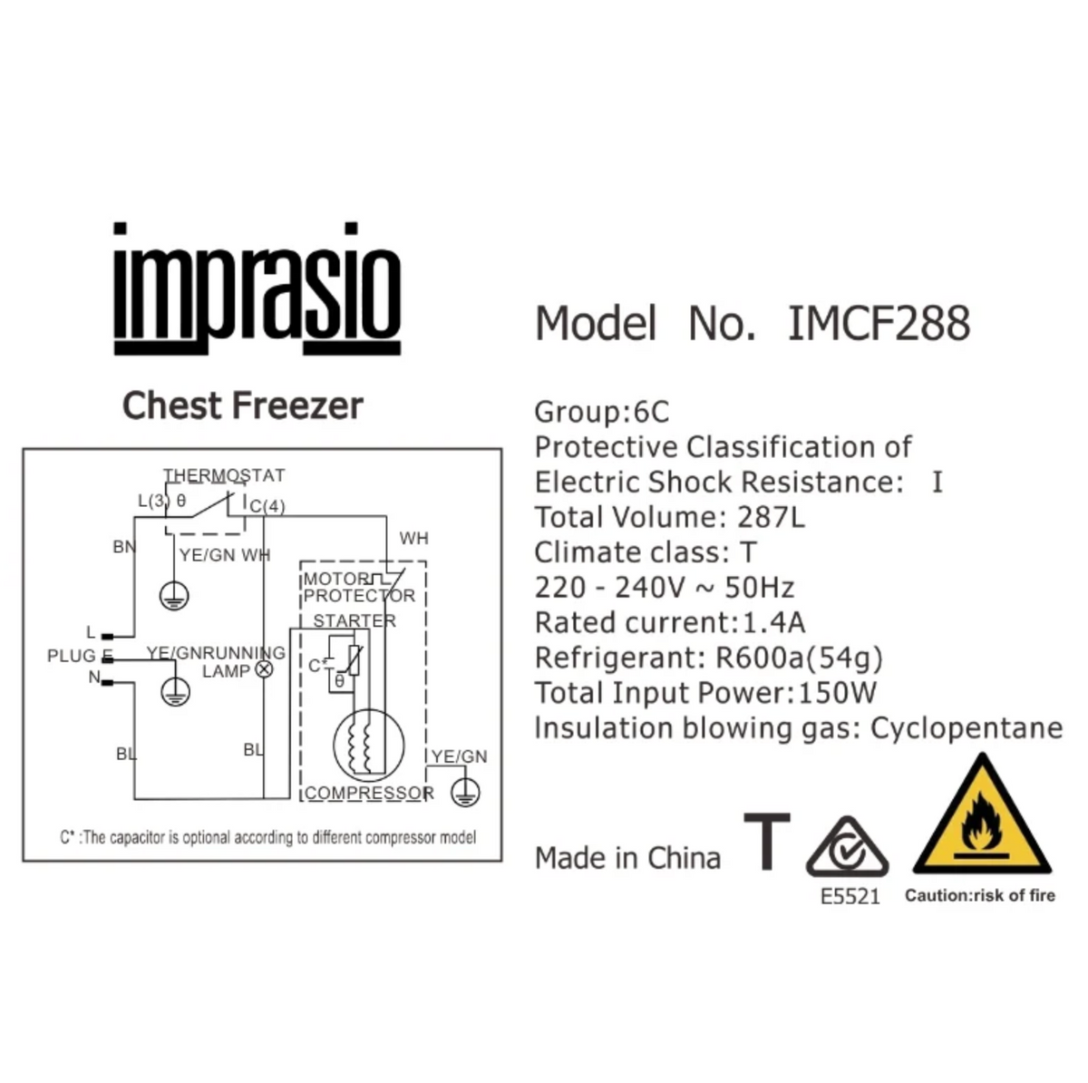 Imprasio 287L Chest Freezer – White | IMCF288