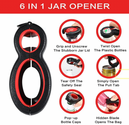 Jar Opener for Weak Hands Bottle Opener 6-In-1 Multi Function Better Opener Can