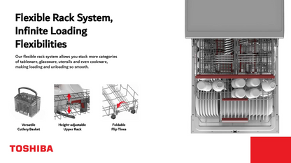 Toshiba 15 Place Settings Freestanding Dishwasher with Auto Open Function