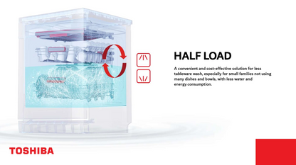Toshiba 14 Place Settings Freestanding Dishwasher with 3-year Warranty