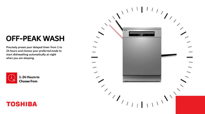 Toshiba 15 Place Settings Freestanding Dishwasher with Auto Open Function