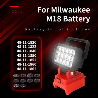 LED Work Light Torch fits  Milwaukee 18V Battery