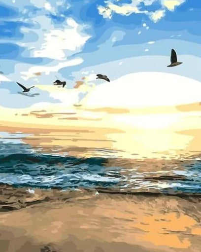 Adult Paint by Number Kit on Canvas  40x50 cm (with wooden frame) Seagull