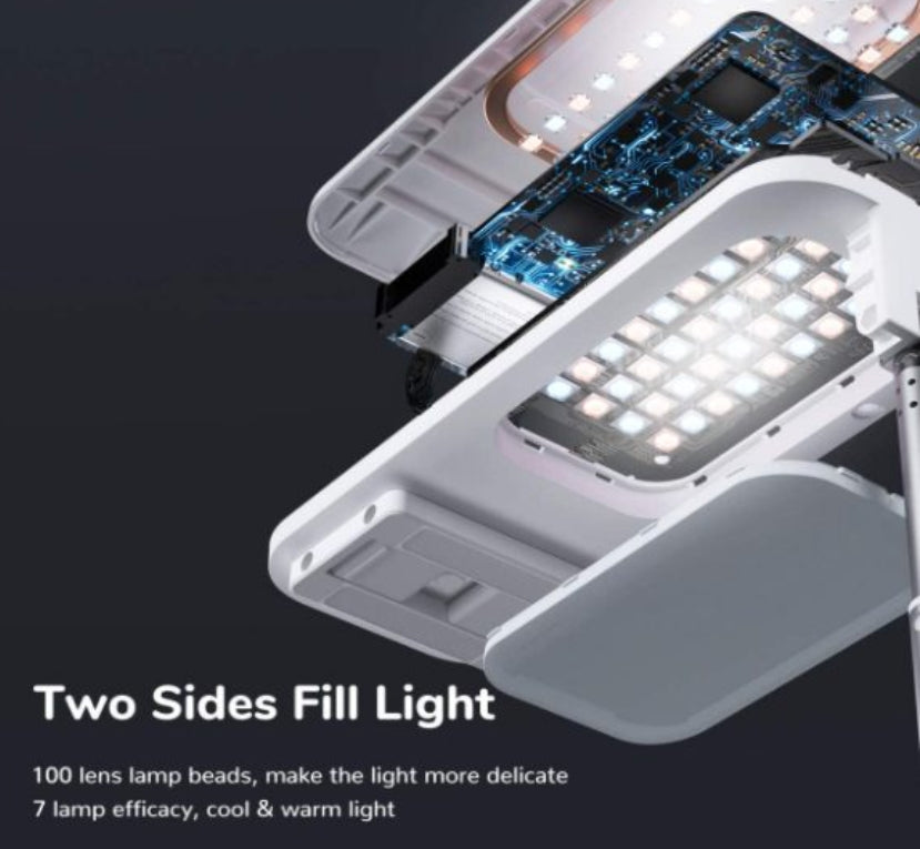 Foldable Selfie Light, Rechargebale Stand with Phone Holder and Remote