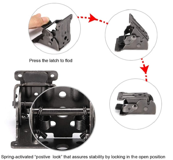 4 Pcs Self-Lock Hinge Hardware with Screws Lock Extension Support for Table Leg