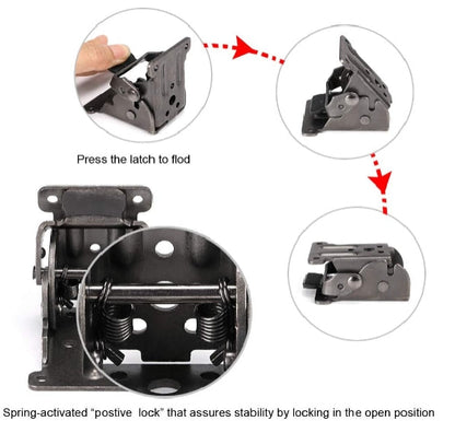 4 Pcs Self-Lock Hinge Hardware with Screws Lock Extension Support for Table Leg