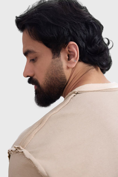 Shell Raw Sweatshirt Beige