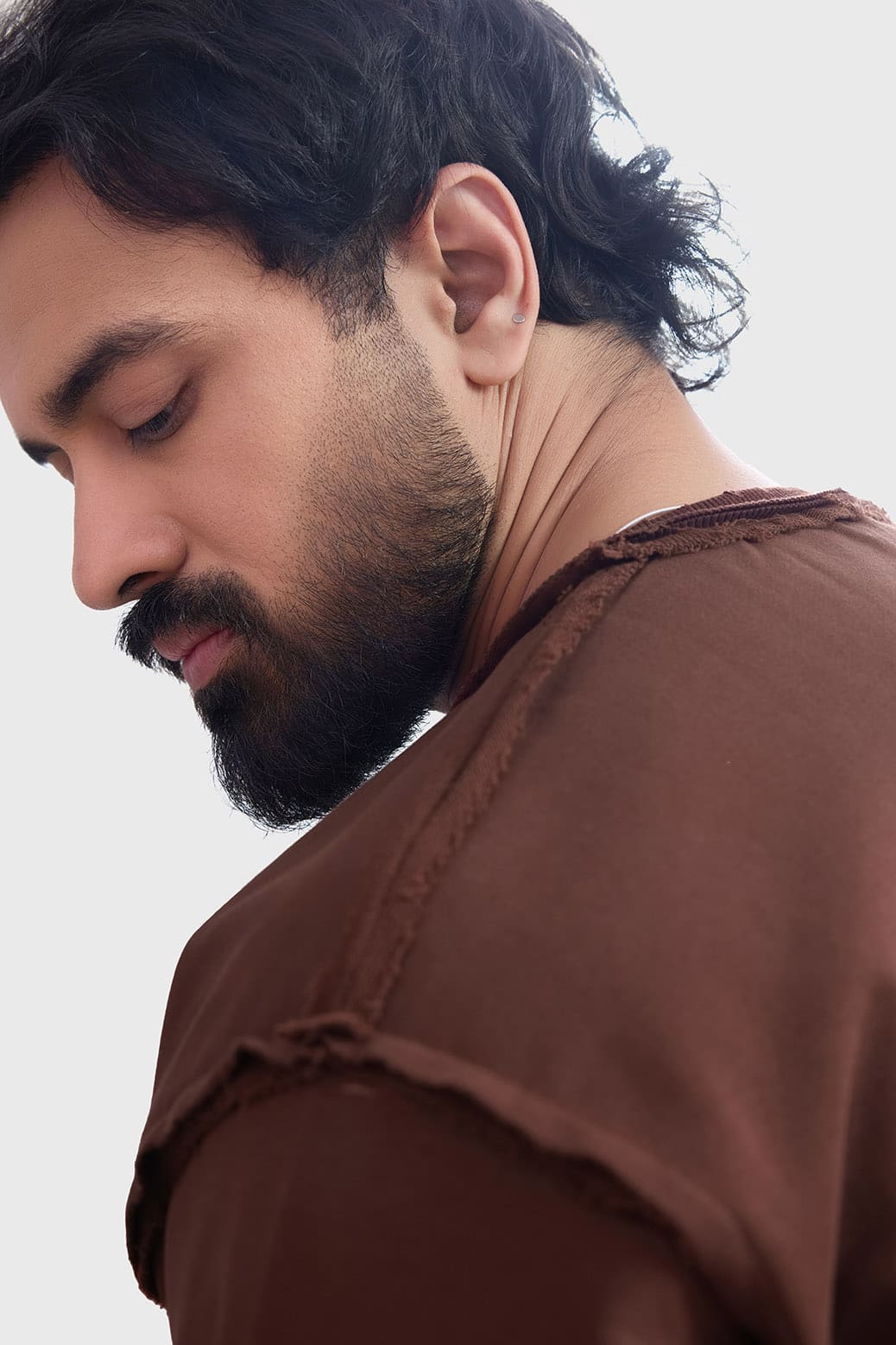 Shell Raw Sweatshirt Brown