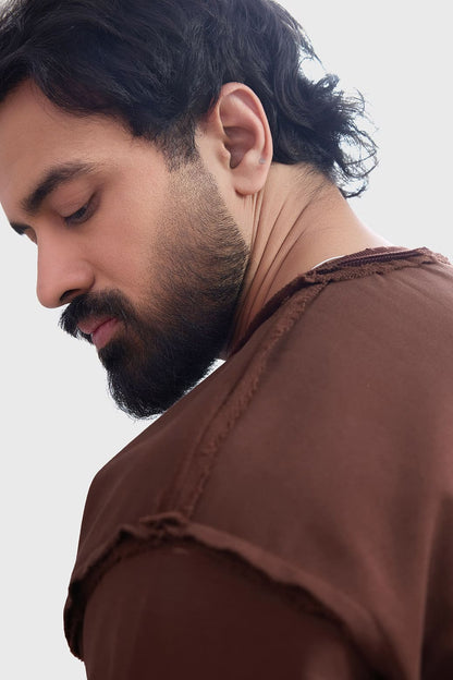 Shell Raw Sweatshirt Brown