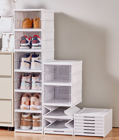 6 Tiers Folding shoe cabinet transparent shoe storage box foldable Organizer