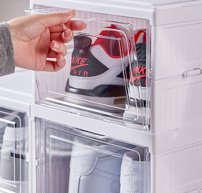 6 Tiers Folding shoe cabinet transparent shoe storage box foldable Organizer