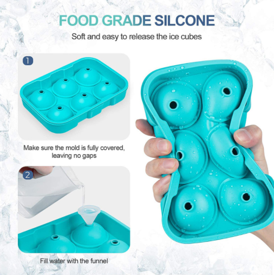 3 Pack Silicone Large Round Ice Cube Tray Honeycomb Ice Trays for Whiskey