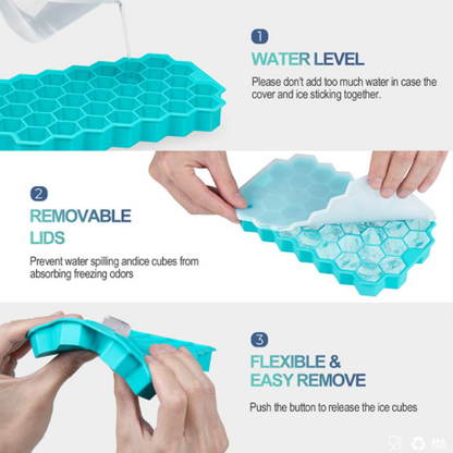 3 Pack Silicone Large Round Ice Cube Tray Honeycomb Ice Trays for Whiskey