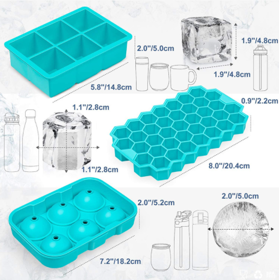 3 Pack Silicone Large Round Ice Cube Tray Honeycomb Ice Trays for Whiskey