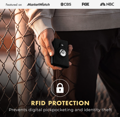 Slim Smart Slide Wallet AirTag Compatible RFID Blocking Black