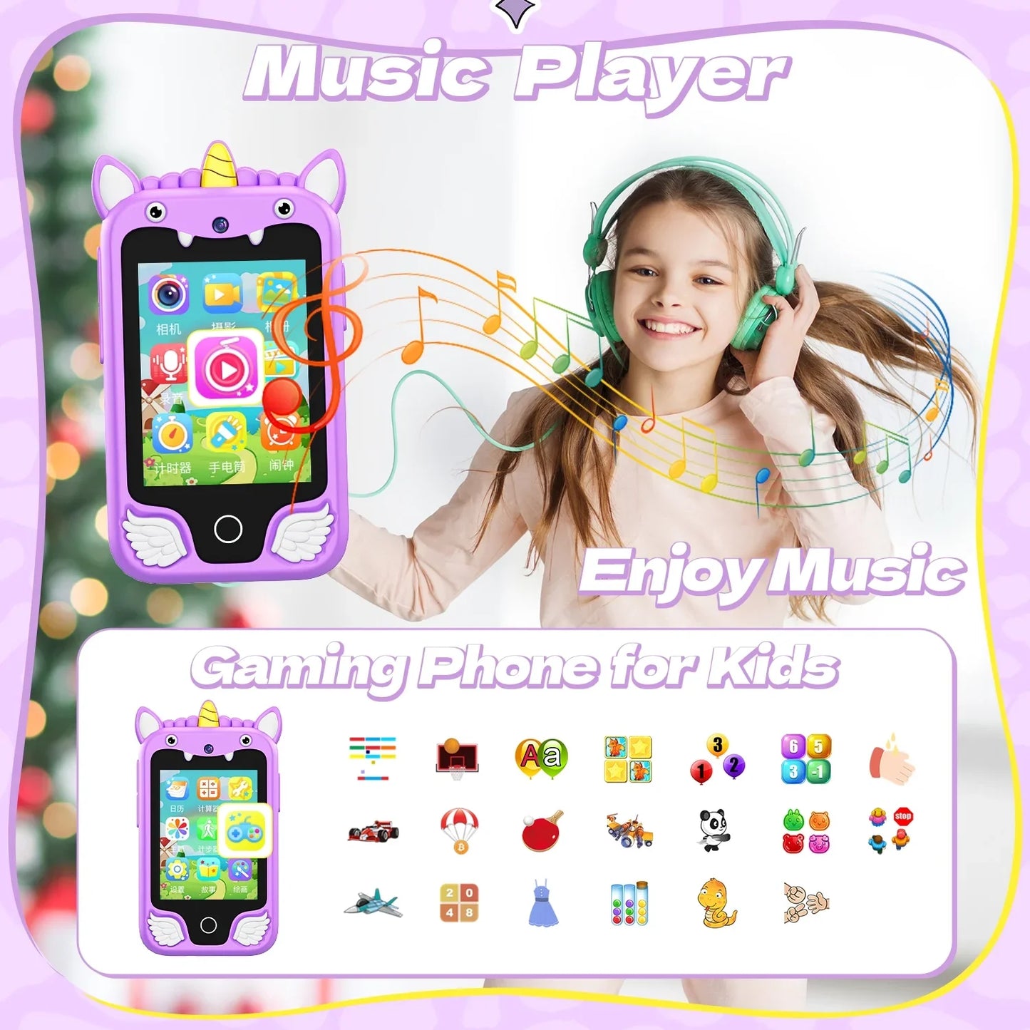 Smart Phone with 8GB Card & Holographic Pyramid 2.8"Touchscreen Learning Toy For Girl Boy