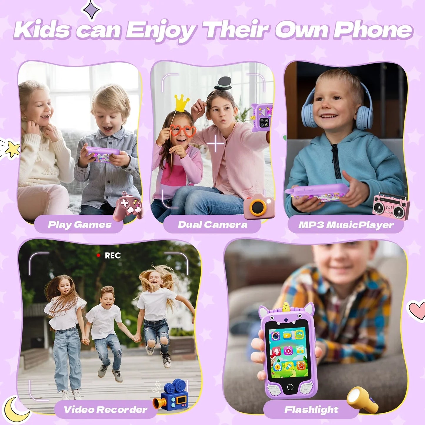 Smart Phone with 8GB Card & Holographic Pyramid 2.8"Touchscreen Learning Toy For Girl Boy