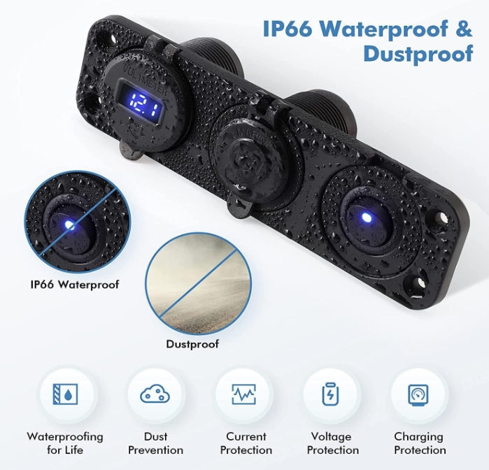 12V Marine Outlet Socket,Quick Charge 3.0 12 Volt USB Outlet
