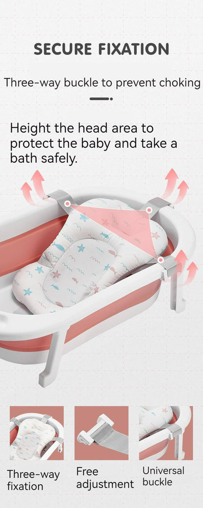 3 in 1 Foldable Baby Bath Tub & Bath Seats -Pink
