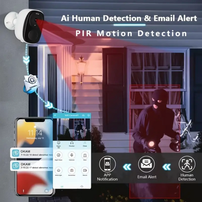 Solar CCTV Wireless Camera Indoor and Outdoor Wifi HD 2k Resolution Home Security Surveillance Video