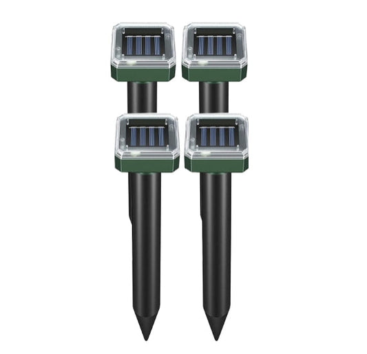 4pcs Solar Rat Repeller Vibration Ultrasonic Outdoor Electronic LED Farm Repell