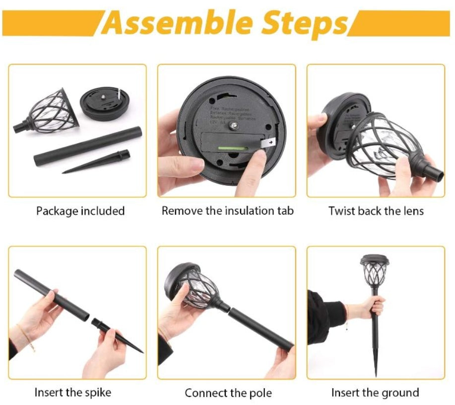 6 Pack Solar Pathway Lights Outdoor, Best Solar Powered LED Garden Light