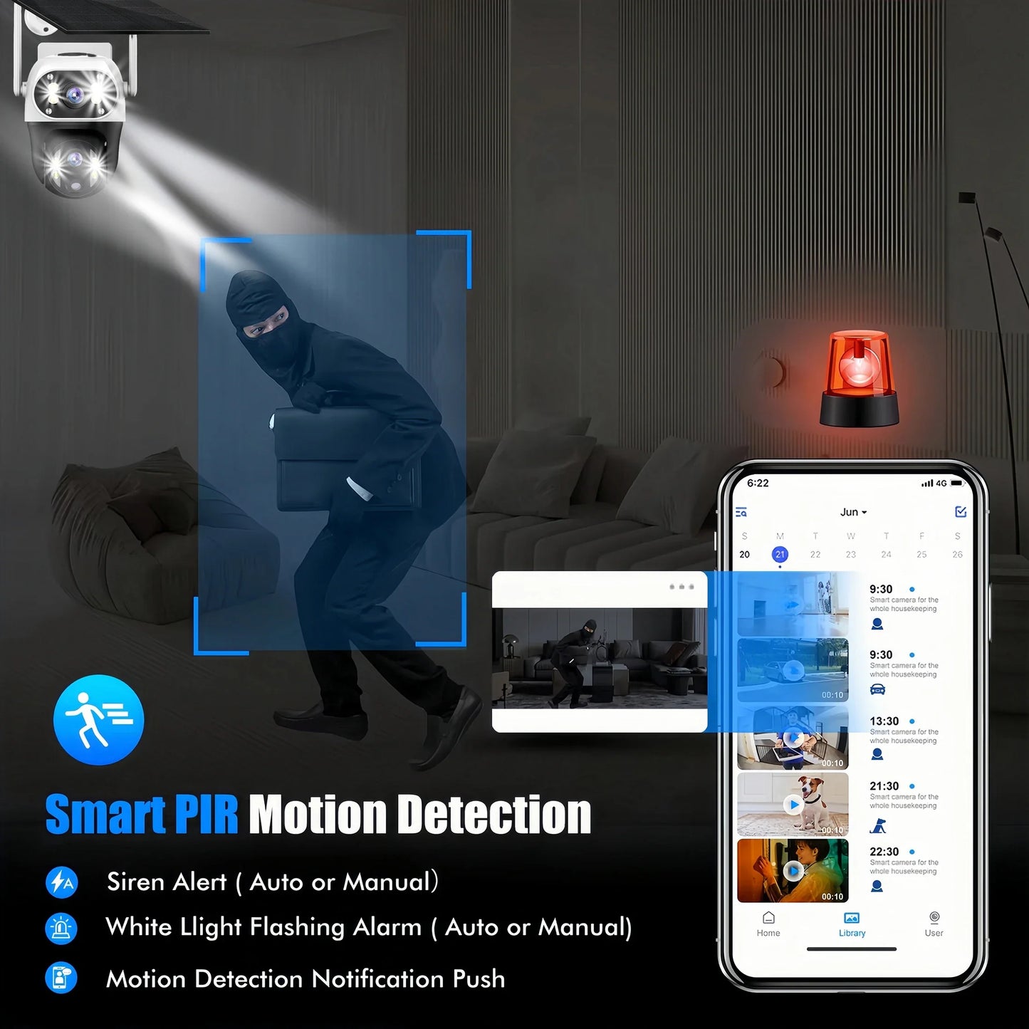 Solar power Security Camera PTZ WIFI 1080P