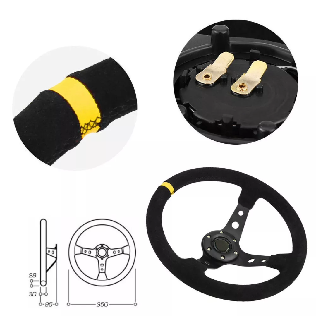 Car Steering Wheel 350mm (Yellow)