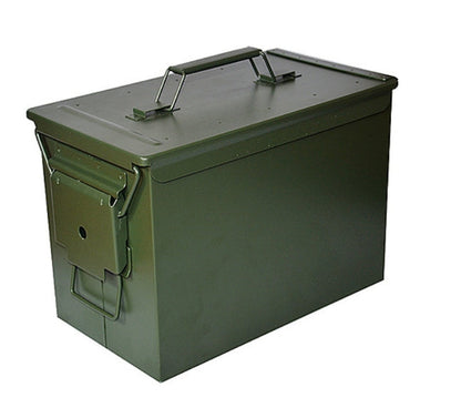 Military-Style Metal Storage Box with Locking Latches