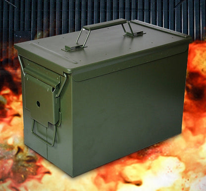 Military-Style Metal Storage Box with Locking Latches