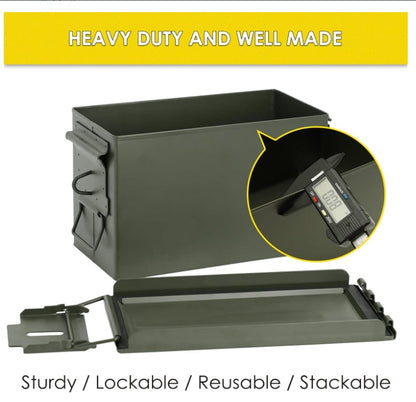 Military-Style Metal Storage Box with Locking Latches