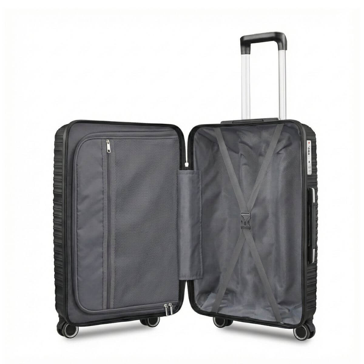 Large Check In Luggage – Lightweight Hardside Suitcase | StratoLine | Black | 75cm