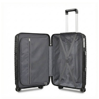 Large Check In Luggage – Lightweight Hardside Suitcase | StratoLine | Black | 75cm