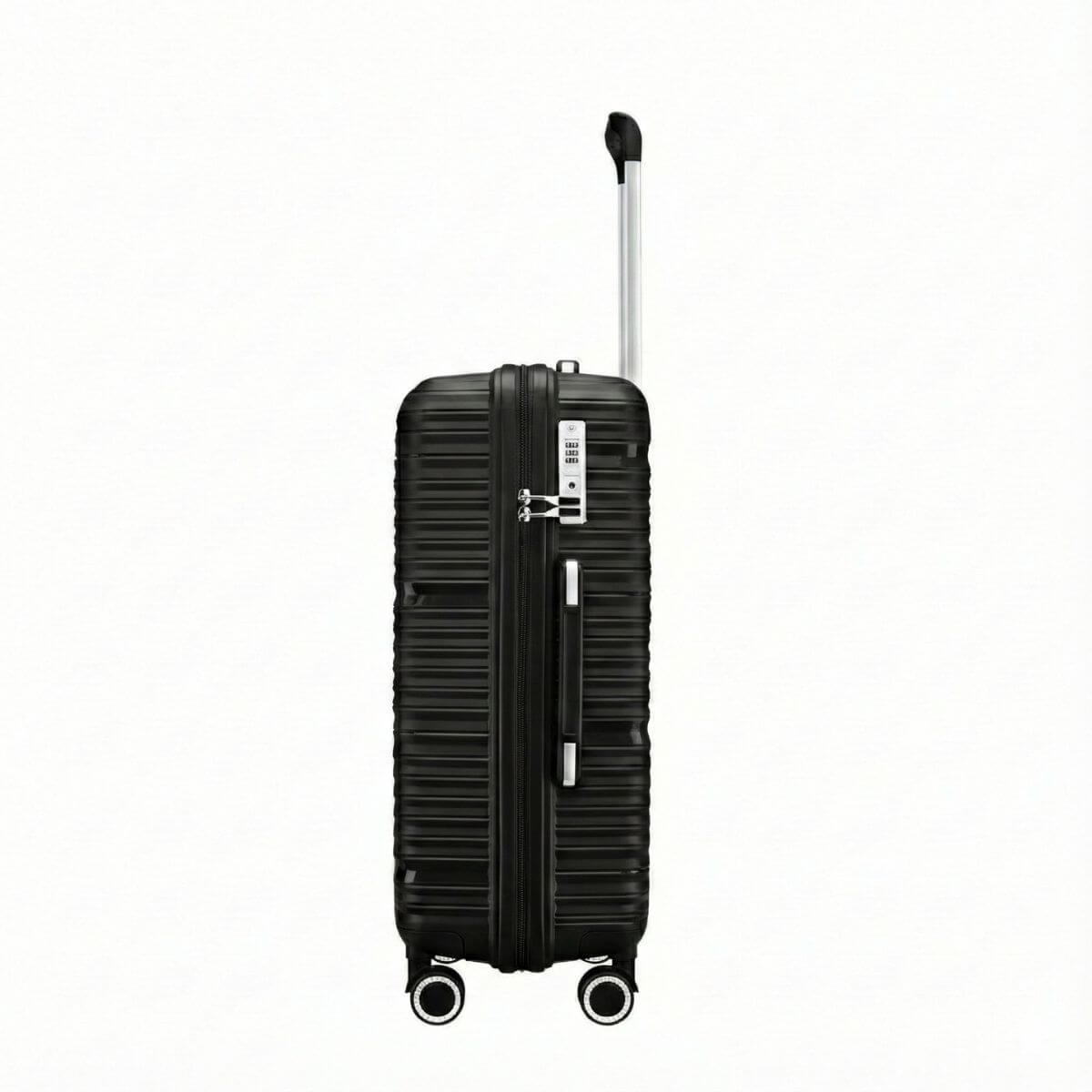 Large Check In Luggage – Lightweight Hardside Suitcase | StratoLine | Black | 75cm