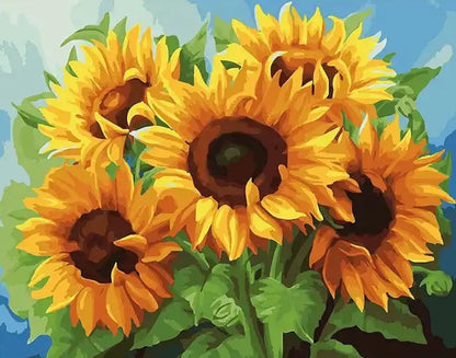 Adult Paint by Number Kit on Canvas  40x50 cm (with wooden frame) Sunflowers