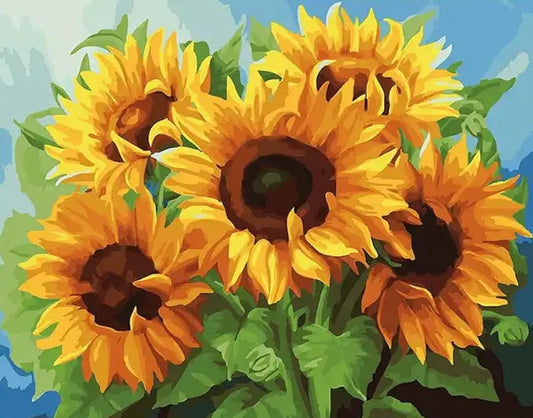 Adult Paint by Number Kit on Canvas  40x50 cm (with wooden frame) Sunflowers