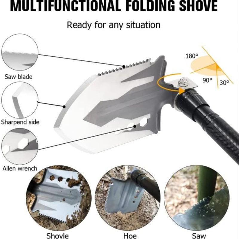 Camping Survival Shovel Axe, Multifunctional Folding High-Carbon Steel Tool Set