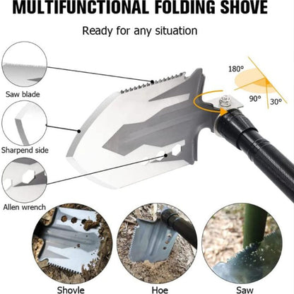 Camping Survival Shovel Axe, Multifunctional Folding High-Carbon Steel Tool Set