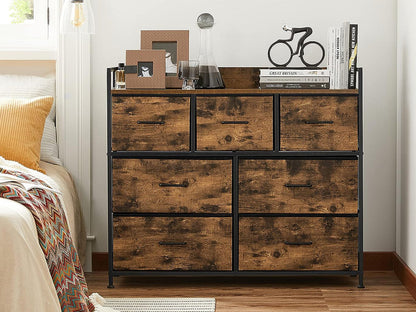 Chest of Drawers Tall boy 7 Drawer Rustic Brown Tallboy