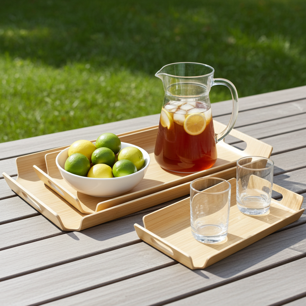Frankly Cotton Bamboo Serving Tray