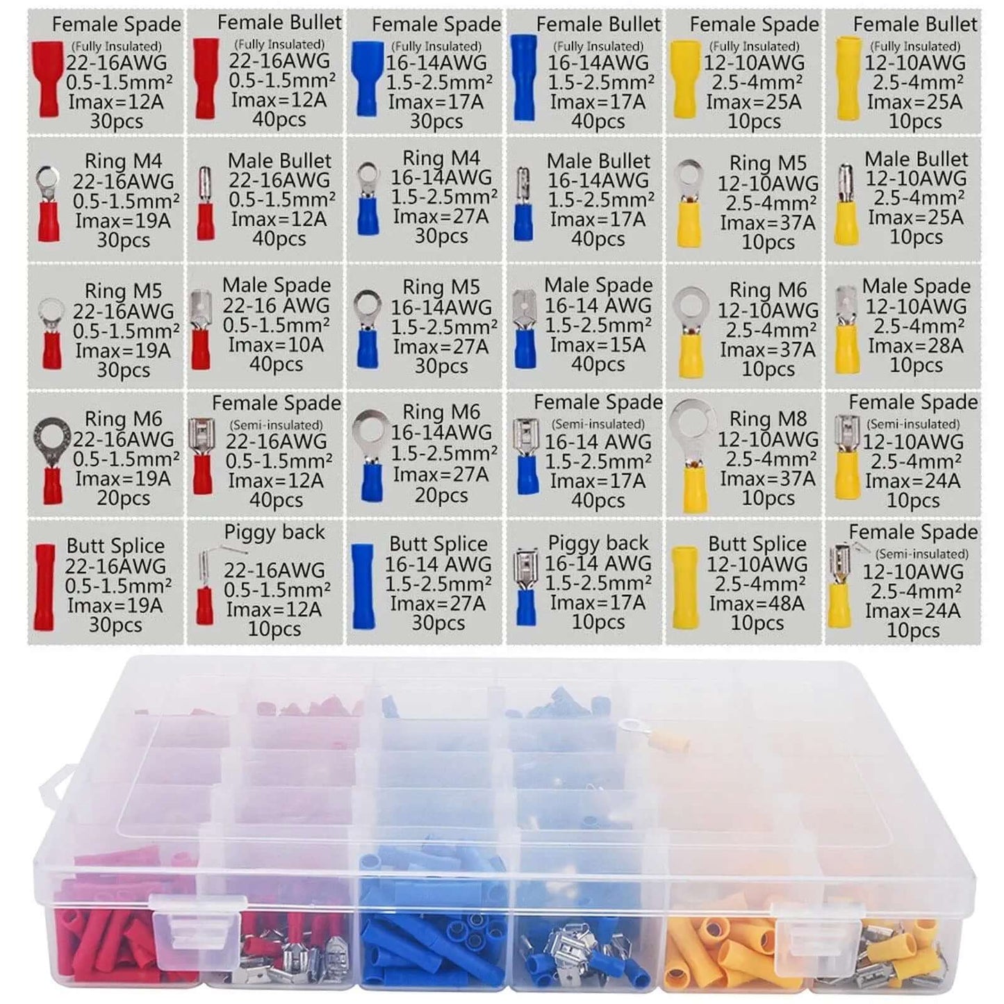 Electrical Terminal Crimp Wire Connectors 720Pcs