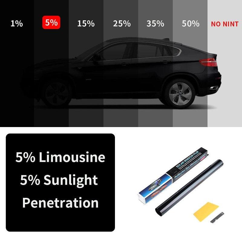 Window tint film applied on car