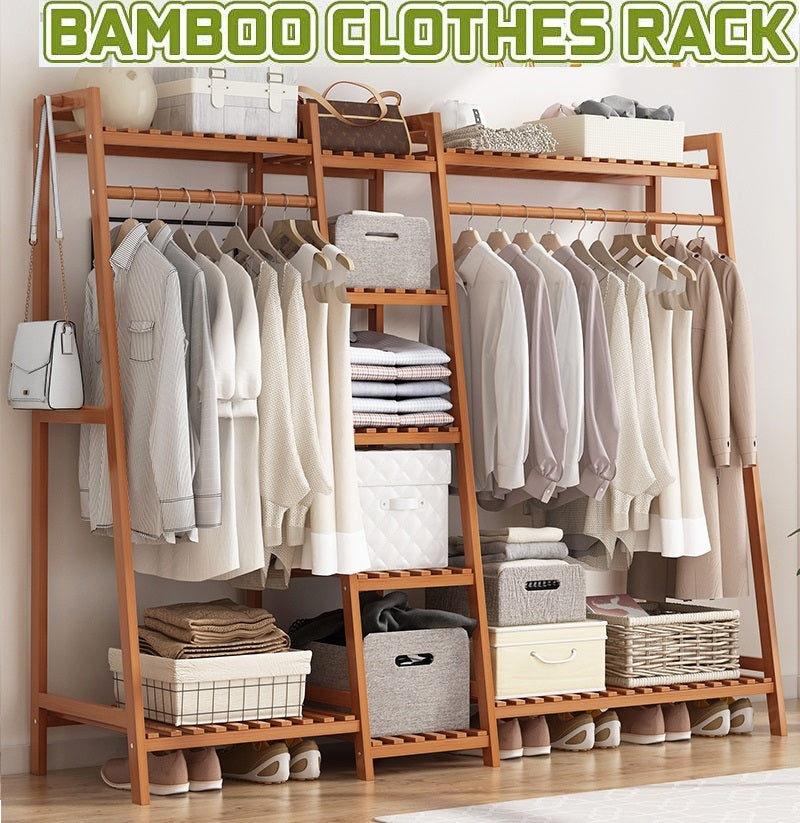 Bamboo Wardrobe Clothes Rack