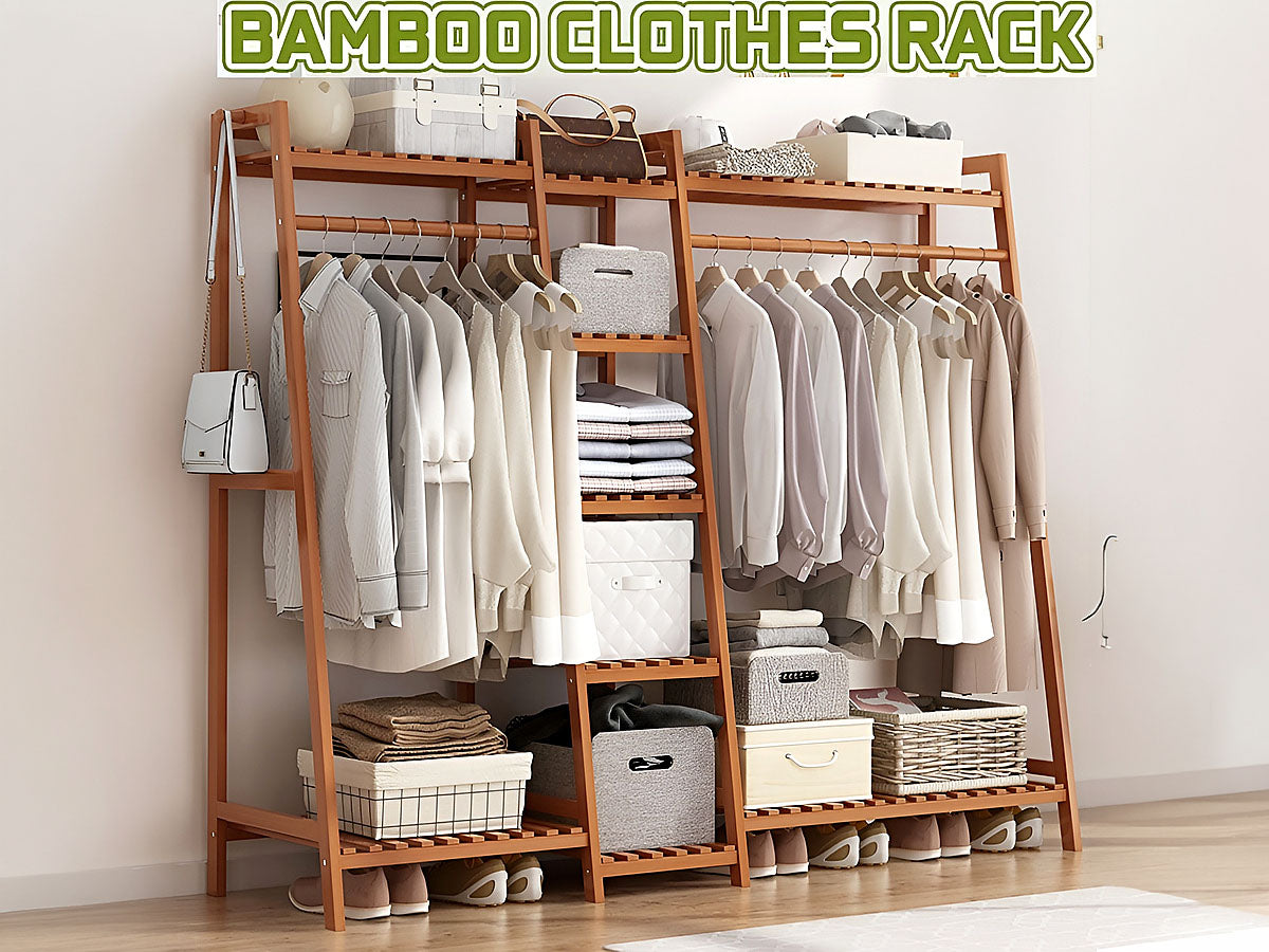 Bamboo Wardrobe Clothes Rack